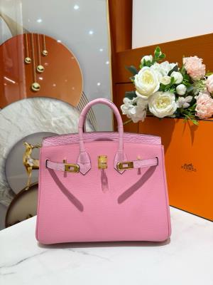 wholesale quality hermes birkin 25 rose scheherazade matte alligator and togo touch